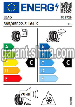 Leao R203-S (рулевая) 385/65 R22.5 164K 24PR - Фото Европейских характеристик